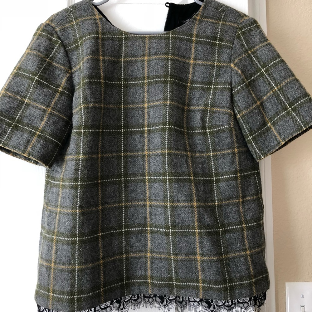 Banana Republic Plaid Tweed Top